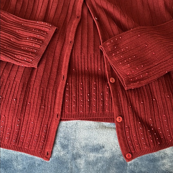 Crimson/Burgundy Sweater Twin Set - Picture 3 of 4